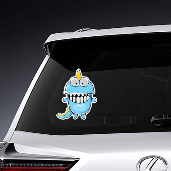 Funny Blue Dinosaur Cartoon Sticker