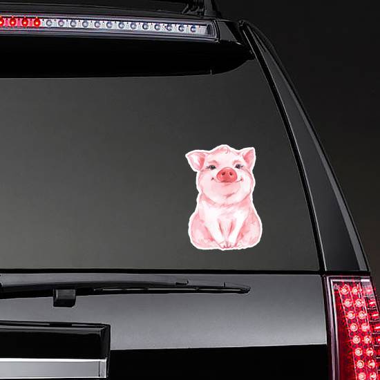 Funny Pig. Cute Watercolor Sticker