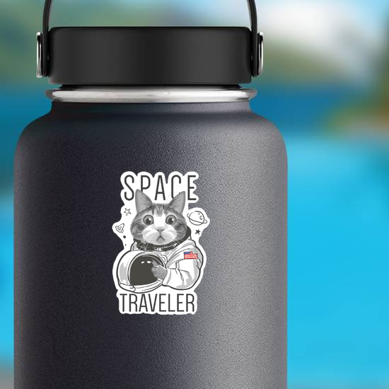 Funny Space Traveler Cat Sticker