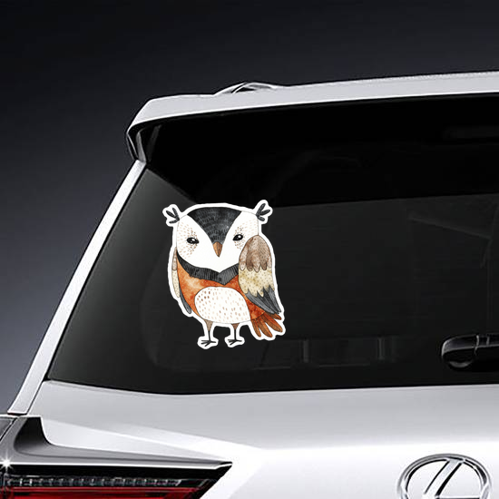 Funny Watercolor Owl Sticker