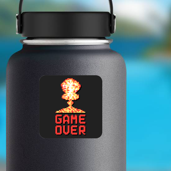Game Over With Pixel Art Explosion Sticker