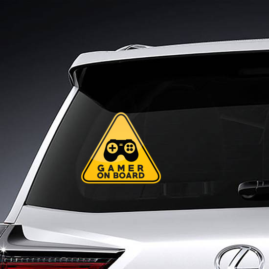 Gamer On Board Yellow Car Window Sticker