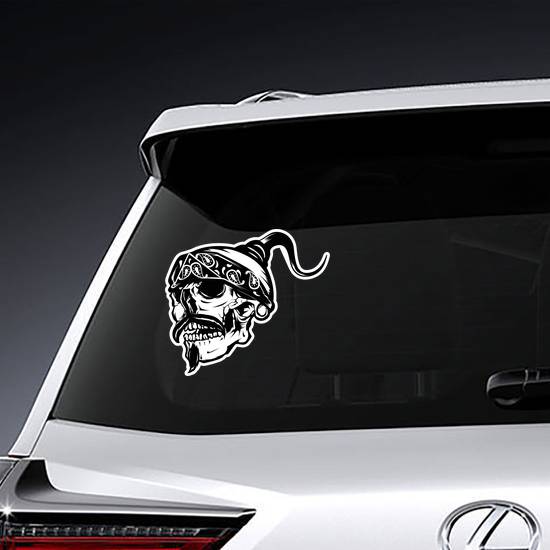 Gangster Skull Mustache Biker Sticker