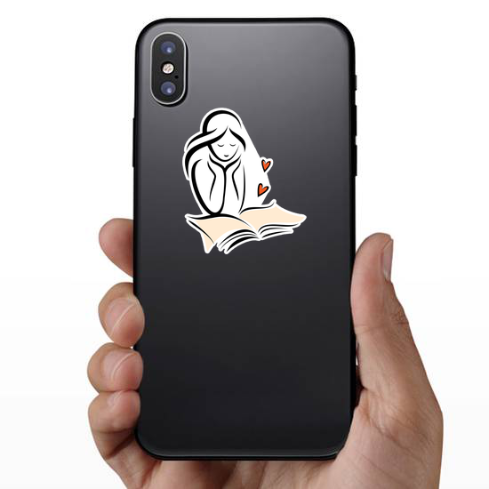 Girl And Romantic Book, Sketch Sticker