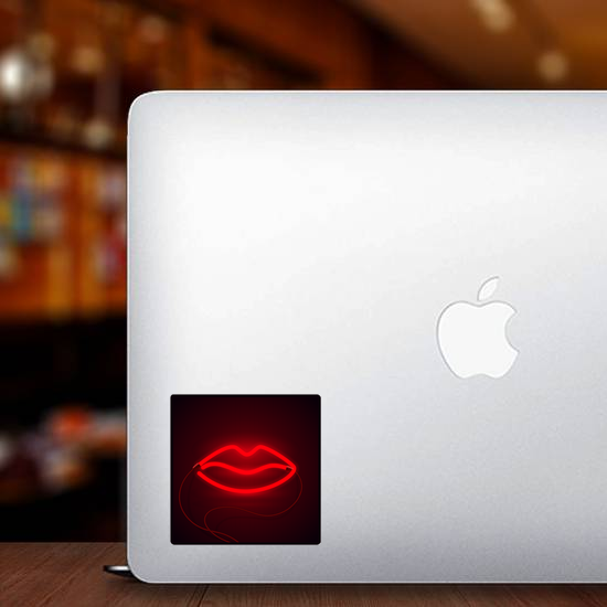 Glowing Neon Lips Sign Sticker