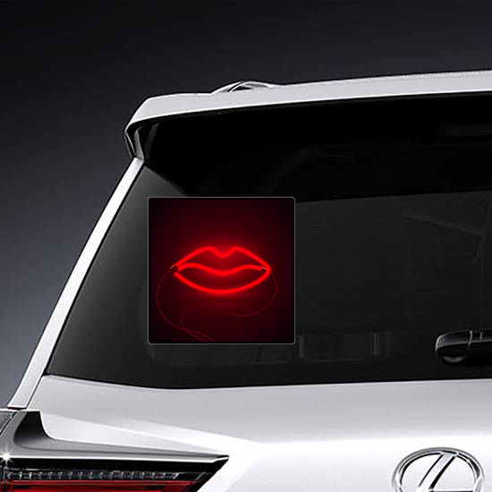 Glowing Neon Lips Sign Sticker