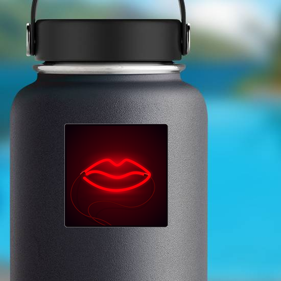 Glowing Neon Lips Sign Sticker