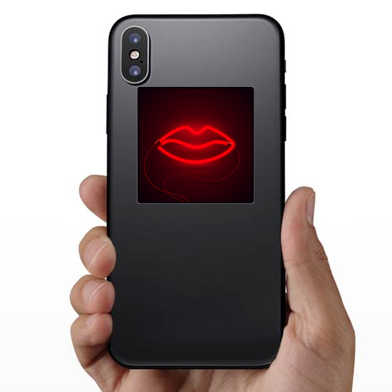 Glowing Neon Lips Sign Sticker