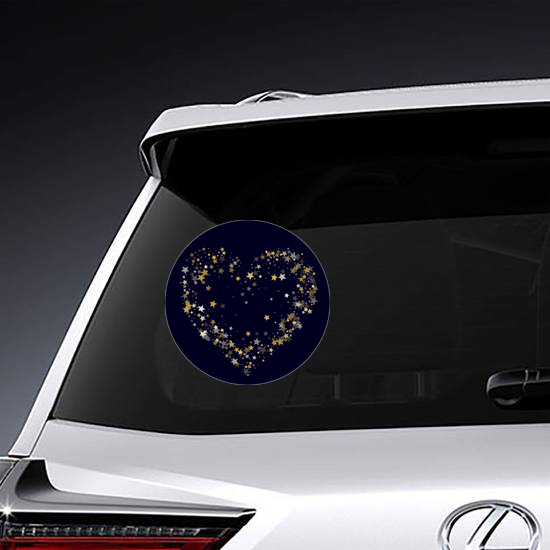 Gold Stars Heart Sticker