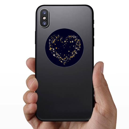 Gold Stars Heart Sticker