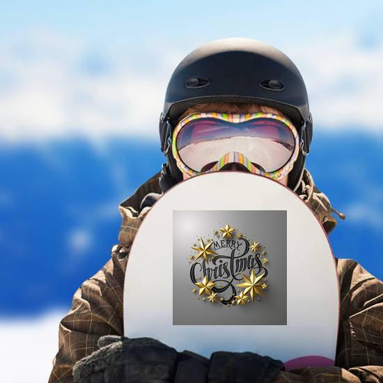 Golden Star Merry Christmas Lettering Sticker