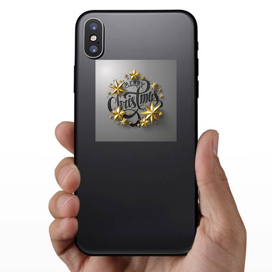 Golden Star Merry Christmas Lettering Sticker