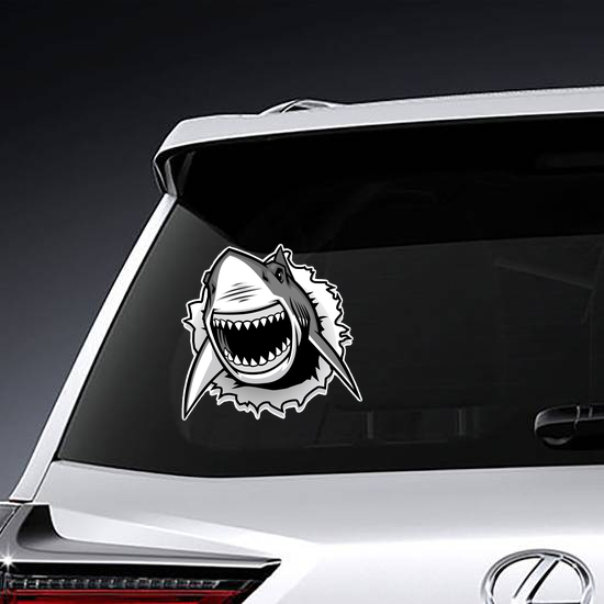 Great White Shark Ripping Threw Sticker