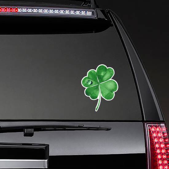 Green Clover Leaf Watercolor Illustration Sticker example 