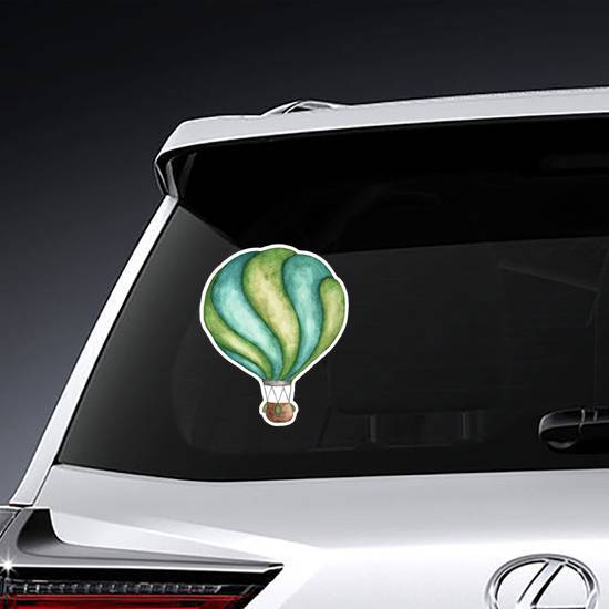 Green Hot Air Balloon Watercolor Sticker