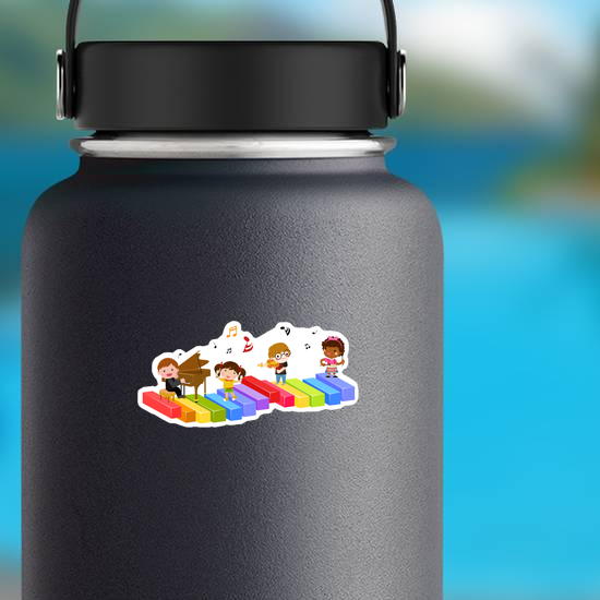 Group Of Children And Music Sticker