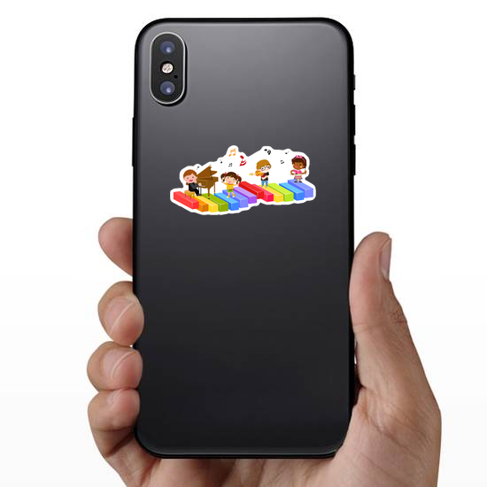 Group Of Children And Music Sticker