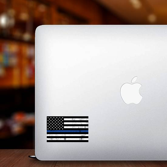Grunge Law Enforcement Thin Blue Line USA Flag