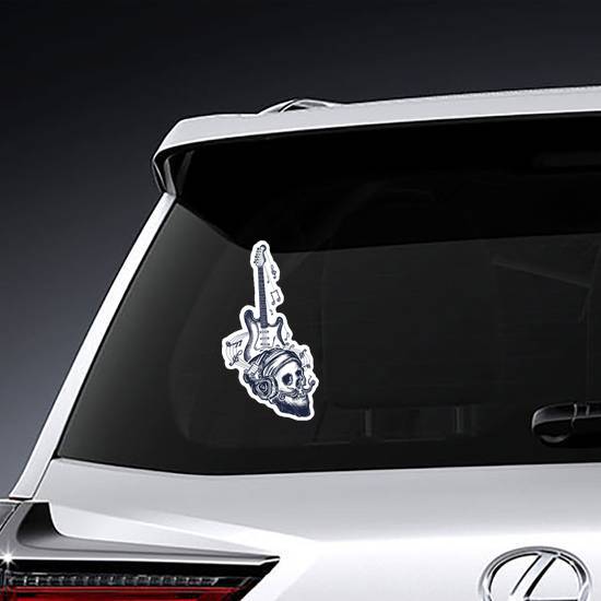 Guitar And Human Skull Sticker