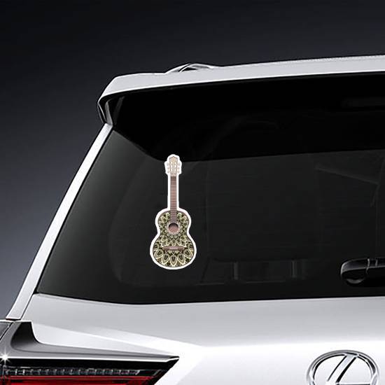 Guitar Decorated With Ethnic Ornaments Sticker