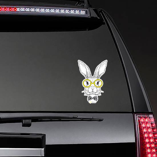 Hand Drawn Fashion Portrait Of Bunny Sticker