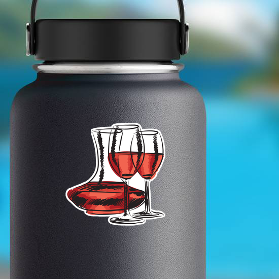 Hand Drawn Wine Glass And Bottle