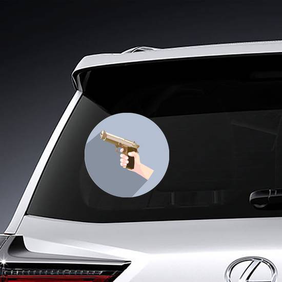 Hand With A Gun Circle Sticker