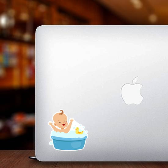 Happy Baby Taking A Bath Sticker