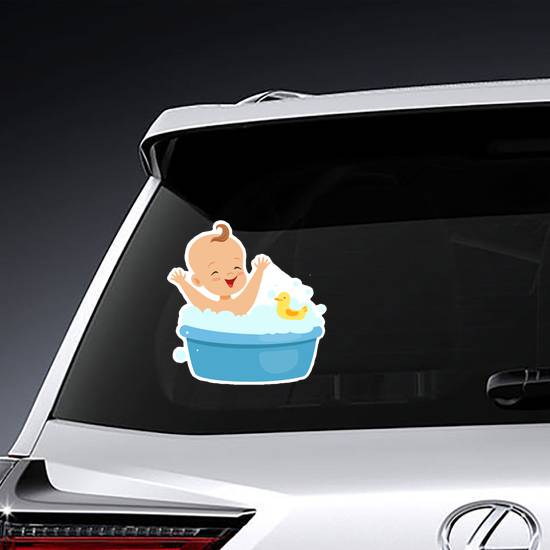 Happy Baby Taking A Bath Sticker example 