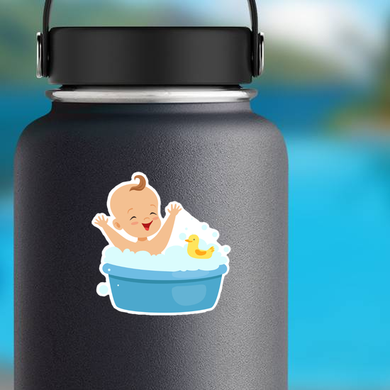Happy Baby Taking A Bath Sticker