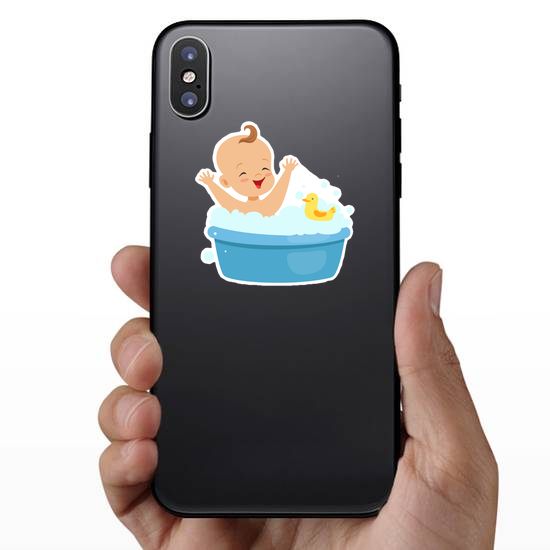 Happy Baby Taking A Bath Sticker