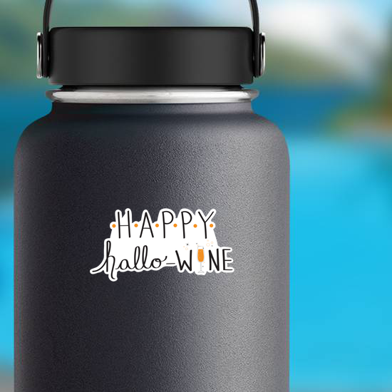 Happy Hallo Wine Halloween Pun Sticker