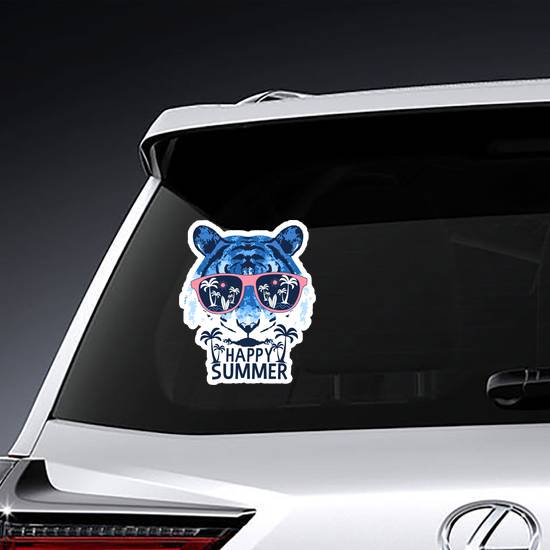 Happy Summer Tiger Beach Sticker
