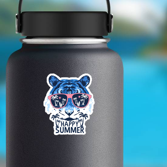 Happy Summer Tiger Beach Sticker