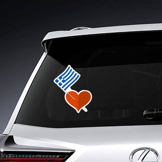 Heart Icon With Greece Flag Sticker example