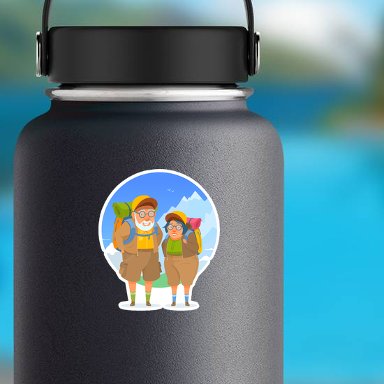 Hiking Elderly People Camping Trip Sticker