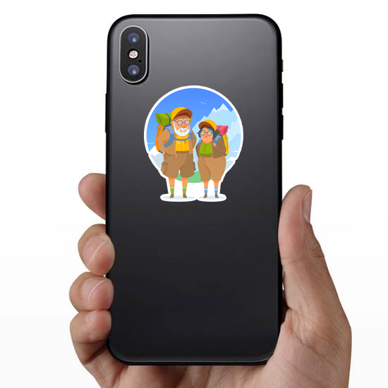 Hiking Elderly People Camping Trip Sticker