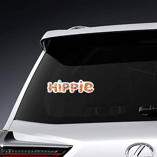 Hippie Lettering with Colorful Flowers Sticker