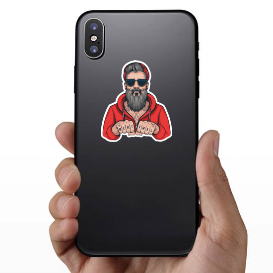 Hipster Tattoo Santa Sticker