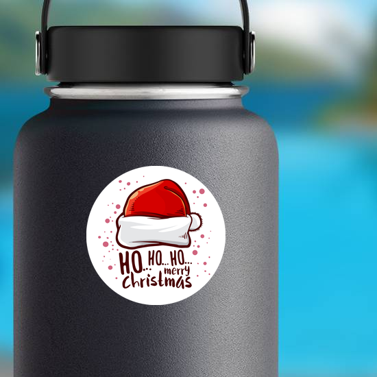 Ho Ho Ho Merry Christmas Santa Hat Sticker