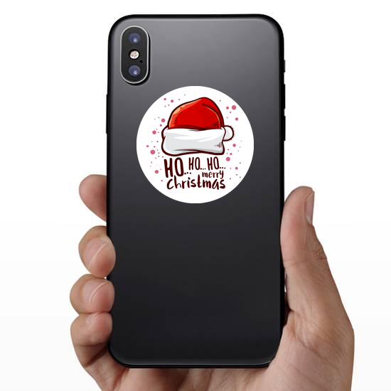 Ho Ho Ho Merry Christmas Santa Hat Sticker