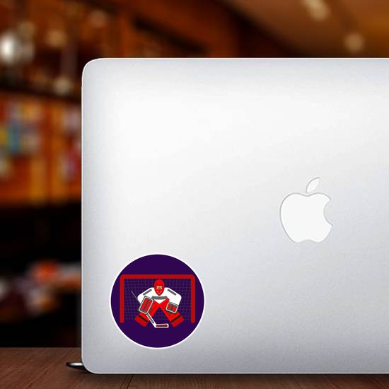Hockey Goalkeeper In Flat Design Sticker