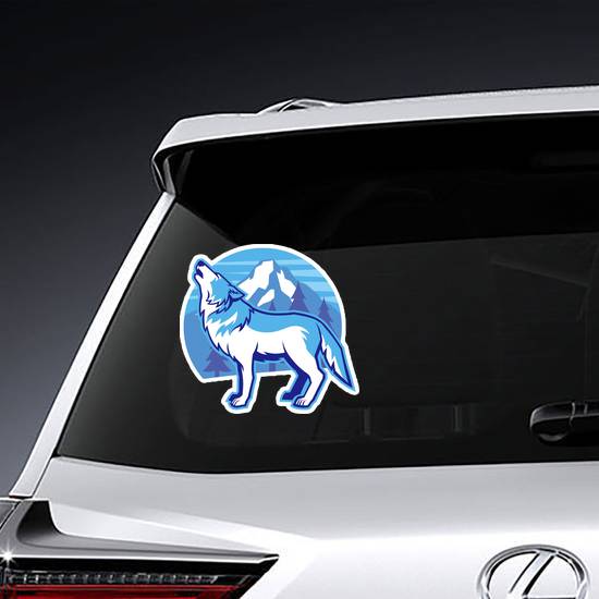 Howling Wolf and Mountain Sticker
