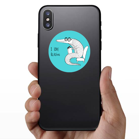 I Love Reading, Crocodile Reading A Book Sticker