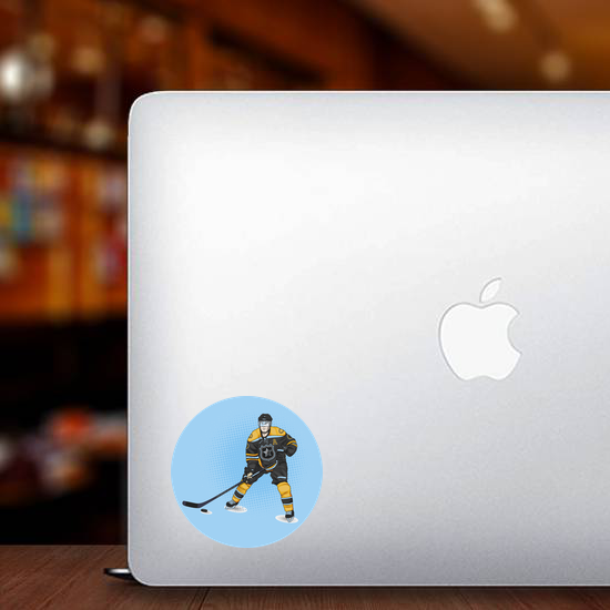 Ice Hockey Player Wearing Yellow Sticker