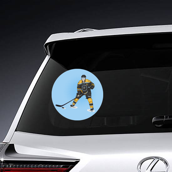 Ice Hockey Player Wearing Yellow Sticker