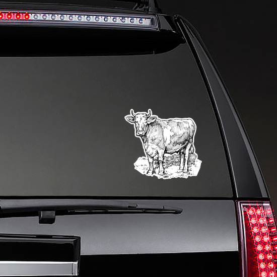 Illustration Of A Cow In The Meadow Sticker