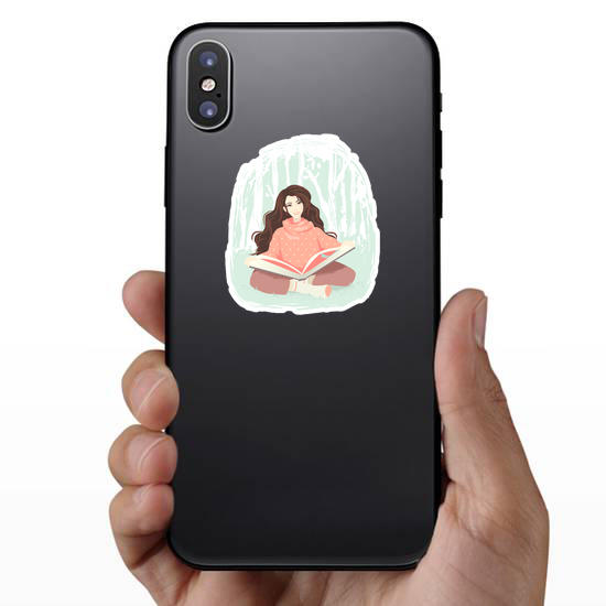 Illustration Of A Girl Reading A Big Book In The Woods Stick