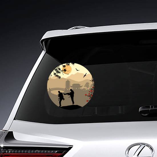 Karate In The Beautiful Asian Landscape Sticker