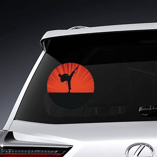 Karate Silhouette Vibrant Background Sticker